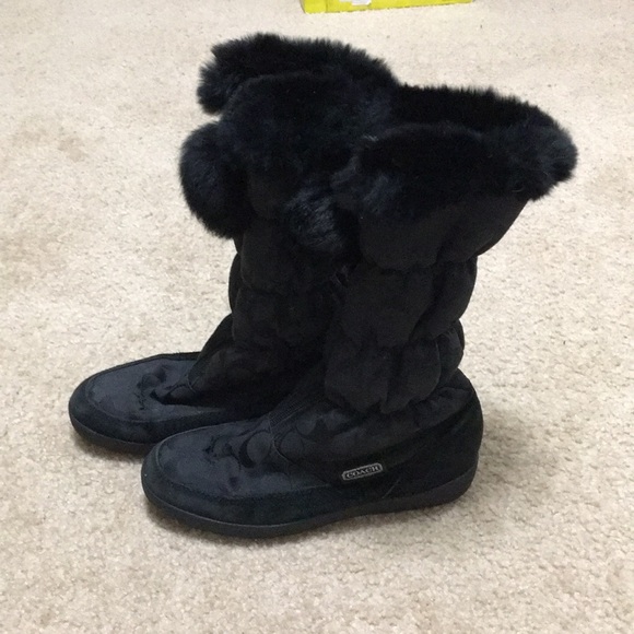 Coach Shoes Coach Theona Black Fur Trimmed Snow Boots Size 6 Poshmark